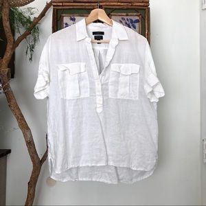 JCrew Linen Top w/ Pockets in White